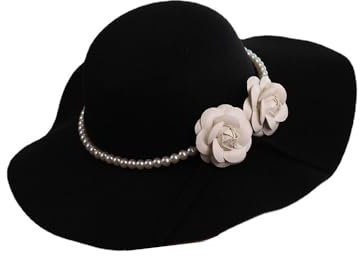 BrightGlow Damen Fedora Hut mit breiter Krempe Schwarz Eleganter Damenhut Hochzeit Schleier Hüte Fedora-Hut mit Schleier Kirchenhut Vintage Teeparty Hüte für Hochzeit Tee Party Schwarz#3 Einheitsgröße