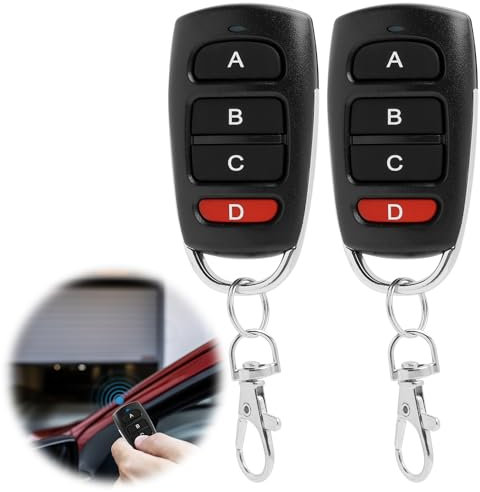 Telecommande Universelle Portail 433 Mhz, 2 Pièces Clonage Garage Porte Télécommande Clés à 4 Boutons, Telecommande Portail Garage, Duplicateur sans Fil 433,92 MHz, Quincaillerie de portails