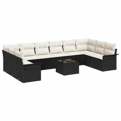 vidaXL 10-TLG. Garten-Sofagarnitur mit Kissen für 8 Personen – wetterfest, modulare Outdoor-Möbel, abnehmbar, ideal für Patio und Balkon, Rattan-Sitzgruppe, Moderne Terrasse und Lounge.