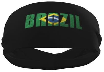 Brasilien-Schweißbänder für Damen und Herren, Stirnbänder mit brasilianischer Flagge, dehnbares Schweißband, brasilianische Stirnbänder, Stirnband