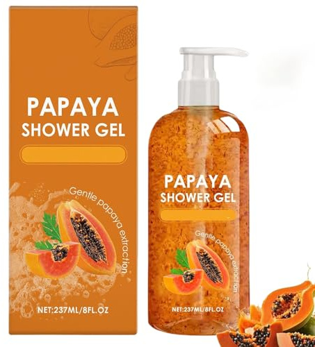 Papaya Shower Gel, Papaya Exfoliating Shower Gel, Exfoliating Body Wash With Organic Papayas Extract, Long Lasting Nourishing And Moisturizing S/hower G/el For Dark Skin, For Men And Women (1PCS)