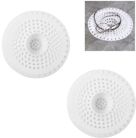 Teouuas 2 Stück Hair Catcher Shower, Haarsieb Dusche, Abflusssieb Silikon | Hält Haare Zurück, Leicht zu Reinigen, Rund Abflusssieb Dusche, Duschabfluss Haarfänger für Dusche und Badewanne, Weiß