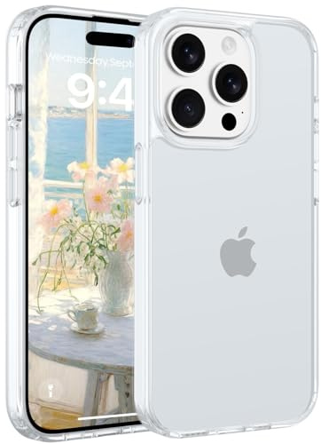 Andwing Hülle für iPhone 15 Pro 6,1 Zoll Transparent | Militärstandard FallSchutz Handyhülle,Mattierte Durchscheinende Rückseite Schutzhülle,Anti-Fingerabdruck Kratzfest Haltbar