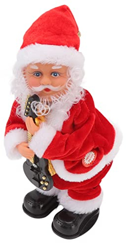 Gonetre Elektrisch, Musikalisch, Tanzend, Weihnachten, Alter Mann, Interaktive Hüftschüttel-Weihnachtsmann-Puppe mit Musik, PC-Flanel-Material für Heim-Weihnachtsparty-Dekorationen, 365 (Gitarre)