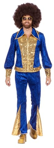 WILBERS & WILBERS - 70er Jahre Disco Kostüm | 2-teilig mit Hose und Oberteil, luxuriöses Retro Outfit für Karneval, Festival