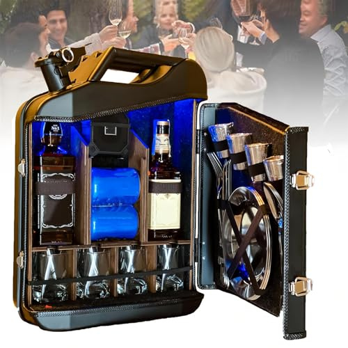 TUPOSTAR Jerrycan-Minibar, Whisky-Barschrank, 20-Liter-Tragbarer, Personalisierbarer GeträNkeschrank, Weihnachts- Oder Geburtstagsgeschenk FüR Ehemann,Rot