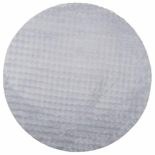 vidaXL Runder Teppich, grau, Ø 120 cm, stilvoller Teppich für Wohnzimmer, perfekter Komfortteppich für Schlafzimmer, multifunktionaler Teppich, langlebig, weicher und schicker Teppich für zu Hause