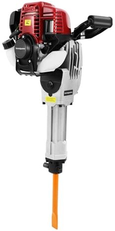 Martello demolitore elettrico 1,2 KW 37,7 CC con punto chisel, chisel piatto, borsa per attrezzi, misurino, imbuto, 8500r/min, per rompere, scavo, trapianto di alberi, trincea
