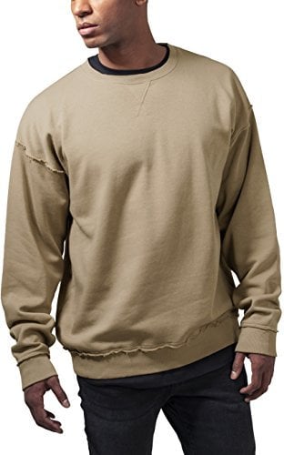 Urban Classics Herren Pullover Oversized Sweatshirt Open Edge Crewneck Pulli,, Farbe warm sand, Größe M