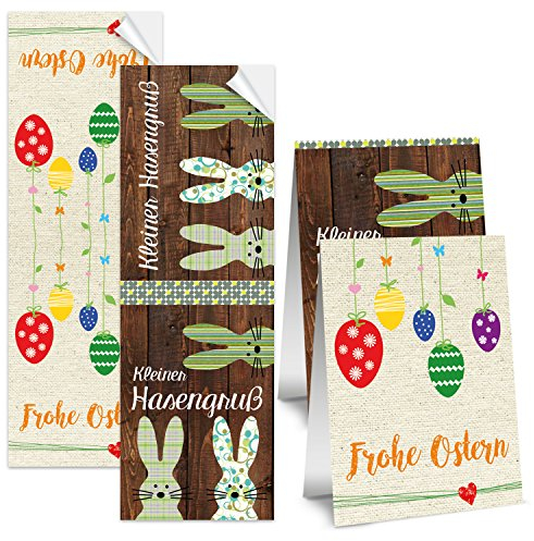 Logbuch-Verlag 20 Ostersticker Frohe Ostern Osterhase Geschenk Banderole Ostertüte Verpackung 7 x 21 cm Deko Aufkleber
