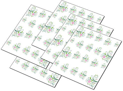 AWS set Water decals Flower Hibiscus nail art Ibiscus pink branch green stickers transfer decoration flowers swirlings (100)
