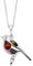Kiara Jewellery Halskette, Rotkehlchen-Anhänger, Sterling-Silber 925, mehrfarbig, baltischer Bernstein, 46 cm (18 Zoll)