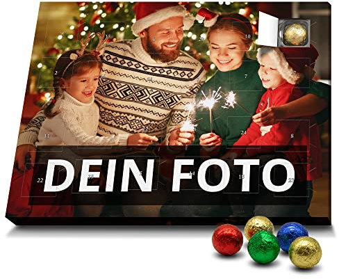 PhotoFancy - Adventskalender mit eigenem Foto Bedrucken Lassen - Weihnachtskalender mit Schokolade mit Foto individuell gestalten