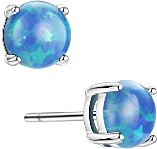 Michooyel Damen Opal Ohrstecker 925 Sterling Silber 5mm Runde Ohrringe Opal für Damen Hypoallergener Schmuck