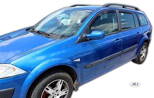 J&J AUTOMOTIVE | Windabweiser Passend Für Megane 2, Kombi 2002-2008, Heko Regenabweiser, Getönt, Set 4-Teilig, Vorne, Hinten, Aerodynamisch