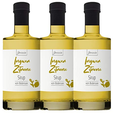 Ingwer-Zitronen-Sirup 3x 350ml - Genüssle Ingwer Zitronen Sirup vom Bodensee - Ingwersirup aus rein natürlichen Zutaten und ohne Zusatzstoffe