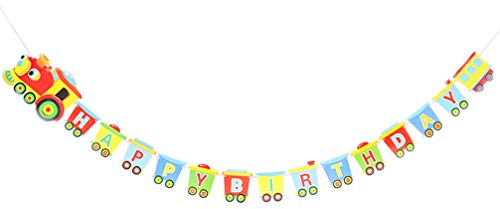 Amosfun Happy Birthday Banner Zug Girlande Buchstaben Hängedeko für Baby Shower Kinder Mädchen Junge Geburtstag Party Dekoration