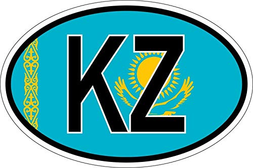 Akachafactory Sticker oval flag vinyl country code KZ kazakhstan