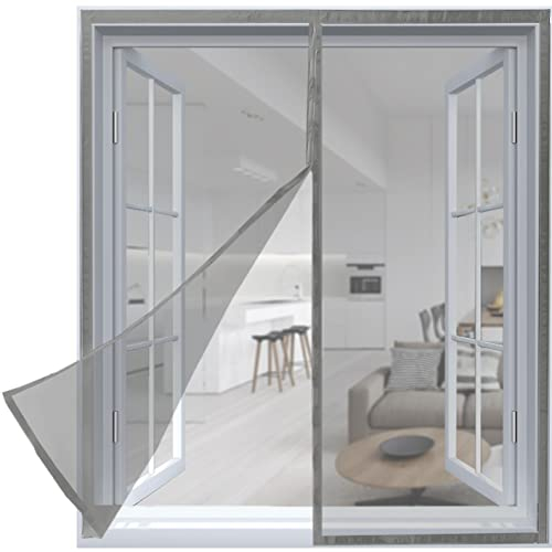 ARCOL Zanzariera Magnetica Finestra 130x150 cm in Fibra di Vetro – Stop Zanzare in 3 Min., Rete Ultra-Fine Anti-Insetti, Chiusura Automatica con Magneti e Pesi, Nastro a Strappo Extra-Largo (Grigio)