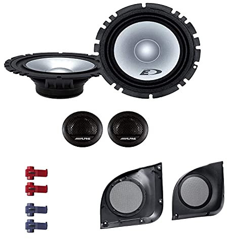 Alpine SXE 1750S Auto Lautsprecher Boxen mit Einbauset passend für FIAT Punto (188) 1999-2007 Türen vorne 560 Watt 16,5 cm 2 Wege Kompo