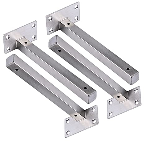 4 Stück Edelstahl Silber Regalhalterungen Industrielle Regalwinkel Schwerlast Regalträger Quadratische Rohre Wandkonsole, mit Schraube