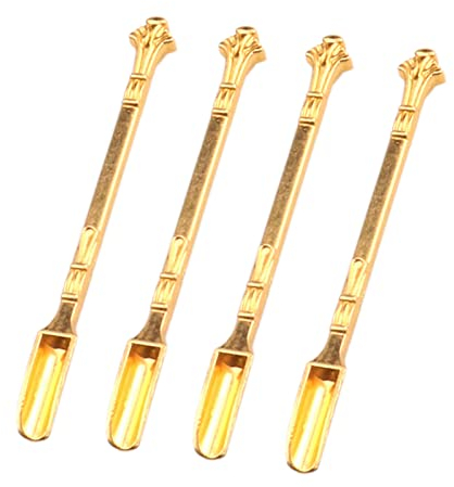 HRASY 4 cucharas de medicina de acero inoxidable Micro Scoop para muestreo de laboratorio, cucharas de polvo para medicamentos, sales, hierbas, arena, cucharas de especias con purpurina, pequeños