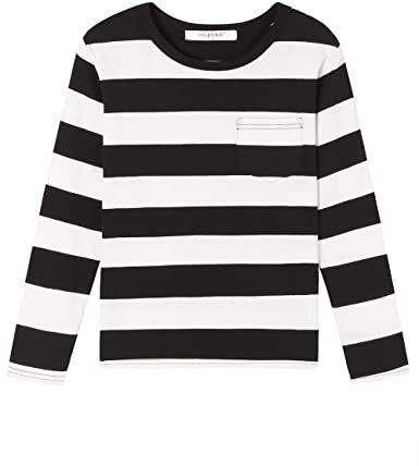 Boys Girls Cotton Long Sleeve Striped T-Shirts Kid Tee Age 4T 5 6 7 8 9 10 11 12 Crew Neckline Shirt, Black and White, Age 13-14 Years