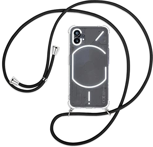 mtb more energy® Handykette kompatibel mit Nothing Phone (1) - schwarz - Smartphone Hülle zum Umhängen - Anti Shock Full TPU Case