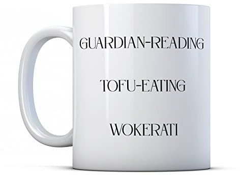 Finger Prints Tasse mit Tofu-Eating, Wokerati – lustige politische Anti-Tory-Geschenktasse