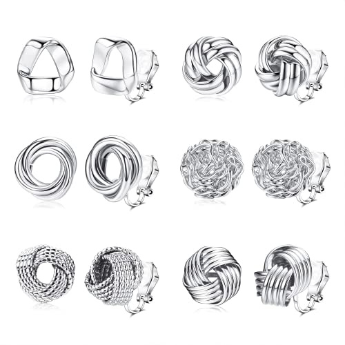 MILACOLATO Clip Auf Ohrringe - 6 Paare Cubic Zirkonia Perle Knoten Twist Clip Auf Ohrringe, Nicht Pierced für Frauen & Mädchen