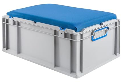 PROREGAL Eurobox NextGen Seat Box Blau | HxBxT 26,5x40x60cm | 44 Liter | Griffe geschlossen | Eurobehälter, Sitzbox, Transportbox, Transportbehälter, Stapelbehälter