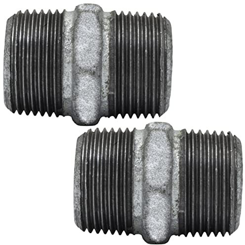 AERZETIX - C65071 - Set di 2 Nipplo uguale maschio-maschio 1x1'' zincato - in ghisa - raccordo tubo per avvitare doppia filettatura - idraulico-riscaldamento installazione di acqua alimentazione