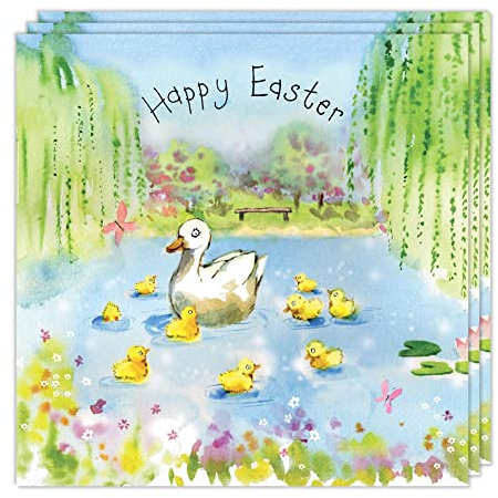 Twizler Osterkarten 3 Stück – Enten Design – niedliche Osterkarten Multipack – 3 Stück Osterkarten – Frohe Osterkarten
