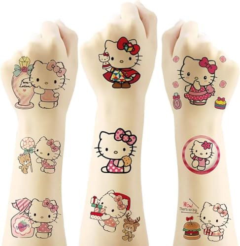 Hello Kitty Temporary Tattoo for Fans, 20 Sheets Big Temporary Tattoo Body Art Tattoo Stickers,Goody Bag Stuffers Party Bag Fillers (2x2 Inch) …