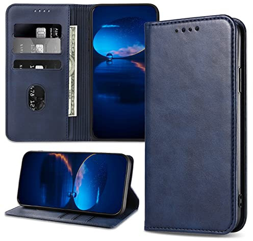 DENDICO Case for iPhone 8 Plus/iPhone 7 Plus, Classic PU Leather Magnetic Wallet Case, Flip Folio Protective Phone Cover, Blue