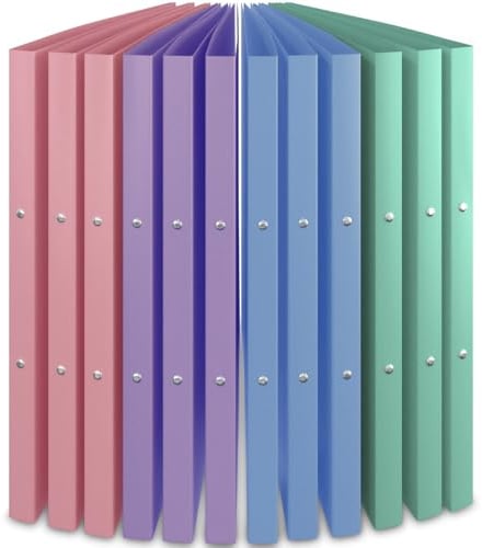 ACROPAQ - 12 x Ringbuch A4 - Mit 2 Ringen, Mit Rückenetiketten, Rückenbreite 2,5 cm, Wind, Natur Farbkollektion - Ringhefter, Ringordner, Ordner A4 Schmal, Ringmappe A4, Schulordner