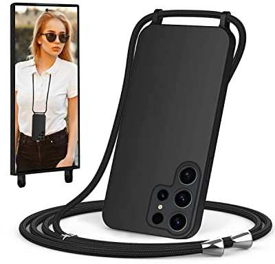 Handykette für Samsung Galaxy S23 Ultra Hülle mit Band, Handyhülle mit Schnur zum Umhängen, weiche TPU Silikonhülle mit Band [verstellbar] [abnehmbar] Halskettenhülle für Galaxy S23 Ultra