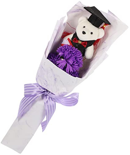 BESPORTBLE Orso Bouquet Di Rose Banchetto Di Fiori Con Bambola Orso Bouquet Presente Bouquet Di Bambole Orso Di Laurea Composizioni Floreali Di Laurea Rosa Stoffa Mazzo Viola Diplomato