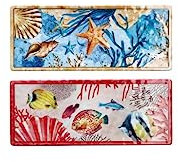 1 Pezzo Vassoio Rettangolare in Melamina Alyssa 27 x 11 x 2 cm 2 Decori