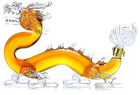 Decantador de Whisky Dragon Whiskey Decanter, Chinese Zodiac Series, Large Drinking Decanter Transparent Glass Personalized Wine Decanter for Housewarming Gift Whiskey Carafe
