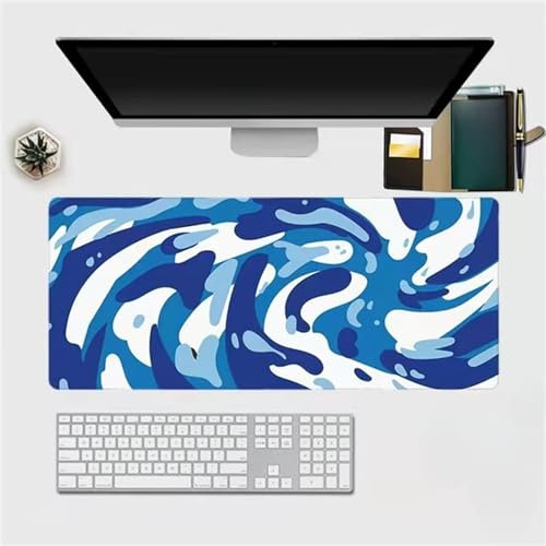Grand Tapis de Souris de Jeu XXL Bleu Blanc 700x400x3mm - Base en Caoutchouc Antidérapante pour Gaming, Claviers et Bureau