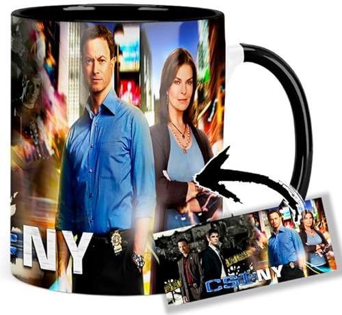CSI New York NY Gary Sinise Sela Ward Eddie Cahill Tasse Innen & Henkel Schwarz Keramikbecher Mug
