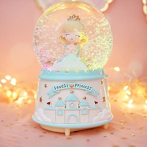 SYXLS Kristallkugel Schloss Schneekugel Geschenk, Manueller Schneefall, Schreibtisch-Ornament, Weihnachts- und Geburtstagsgeschenk, für Kinder Mädchen Desktop Ornament (Blaues Schloss)