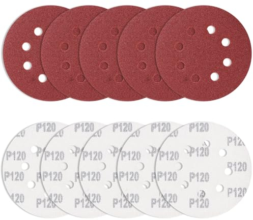 10 Stück Schleifpapier 125mm Klett 120 Körnung, Bolatus Schleifscheiben Rund Exzenterschleifer 8 Loch Schleifblätter für Entgraten und Schleifen von Lötpunkten
