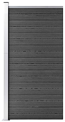 BaraSh Freestanding Garden Fence for Patio Lawn Animal Safety Gate Decoration,Fence Panel WPC 95x186 cm Black