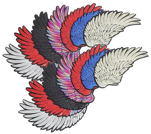 STOBOK 7paare Pailletten-aufnäher Engelsflügel-kleidungsdekor Bügelapplikation Für Jacken Pullover Hemden Diy-kleidungsaccessoire Kleidungsreparatur Zubehör Für Partys Alltag