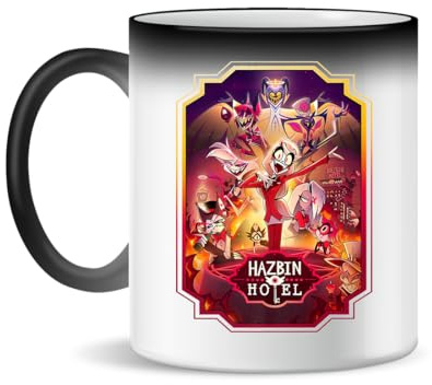 Forsca Hazbin Hotel Tazza da Tè e Caffè in Ceramica 300 ml Magic Bianco Rosa Nero 330ml