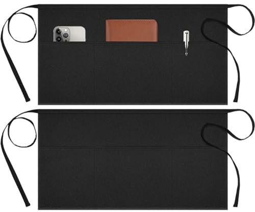 Wasserdichte Schwarz Schürze Halbe Schürze Verstellbare Schürze Unisex Kurze Taillenschürze Kücheschurz Kochschürze Kellnerschürze für Küche Restaurant Koch Kellner,30 x 60cm