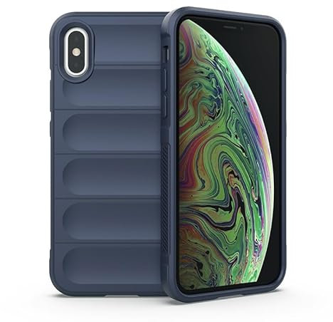 Knoowcase for iPhone X Phone Case iPhone XS Shockproof Soft Silicone Bumper Case Shock Absorbing Airbag Anti-Slip TPU Rubber Matte Shell Protective Cover for iPhone X/XS, Dark Blue
