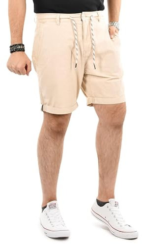 Indicode Herren Kurze Hosen (S-5XL) Regular Fit - 100% Baumwolle, Leichte, Atmungsaktive & Luftige Sommer Shorts Männer, Kordelzug - B795 Beige XXXX-Large